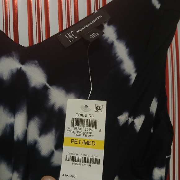 Never worn INC black tye dye tapered maxi dress with detail studs size petite/m - Picture 5 of 7